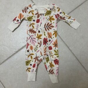 Hanna Andersson Organic Cotton Leaf Print Zip Footed Pajamas 0-3 Months